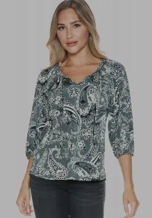 Ariella Black Print Blouse - Heritage - Boutique.com