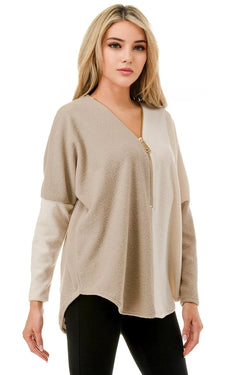Ariella Color Block Dolman Sleeve w/Zipper - Heritage-Boutique.com