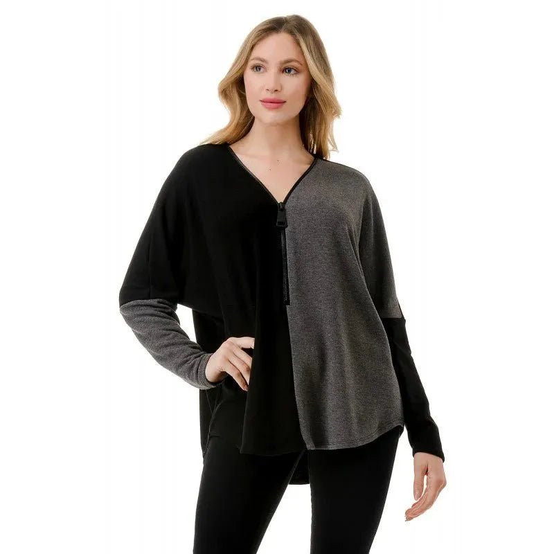 Ariella Color Block Light Sweater w/Zipper - Heritage - Boutique.com