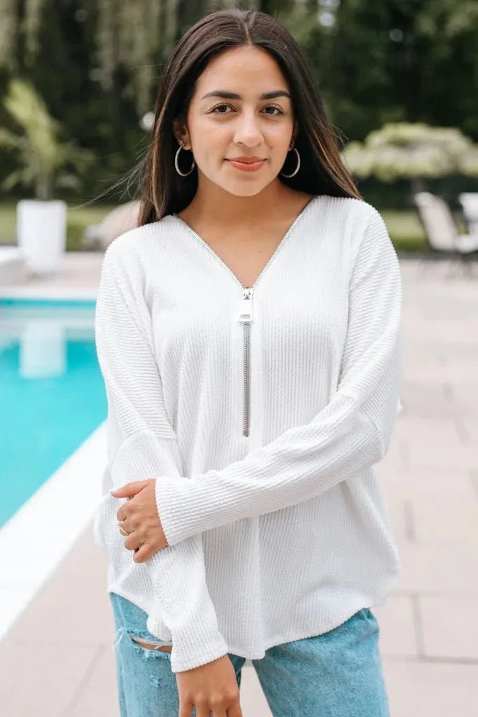 Ariella Dolman Sleeve Zipper Top - Heritage - Boutique.com