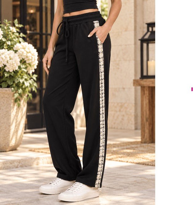 Ariella Luxe Tweed & Scuba Elevated Athleisure Set – Jacket & Wide-Leg Pants Matching Set - Heritage-Boutique.com