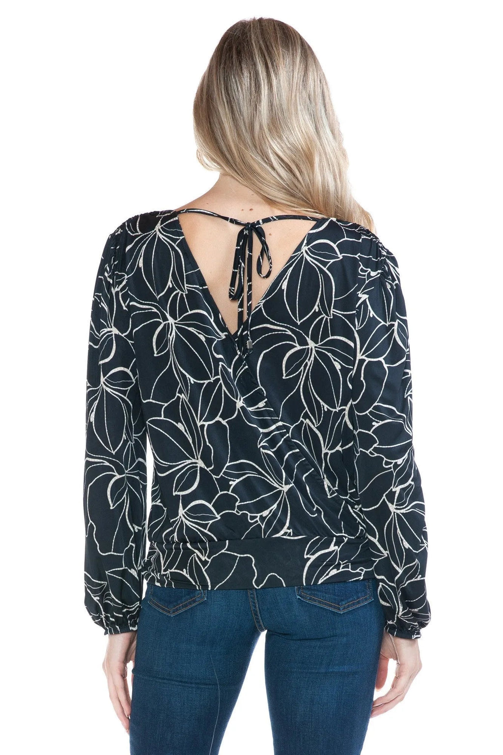 Ariella Print V - Neck Surplice Tie Back Blouse - Heritage - Boutique.com