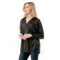 Ariella V Neck 3/4 Sleeve Dolman Zipper Top - Heritage - Boutique.com