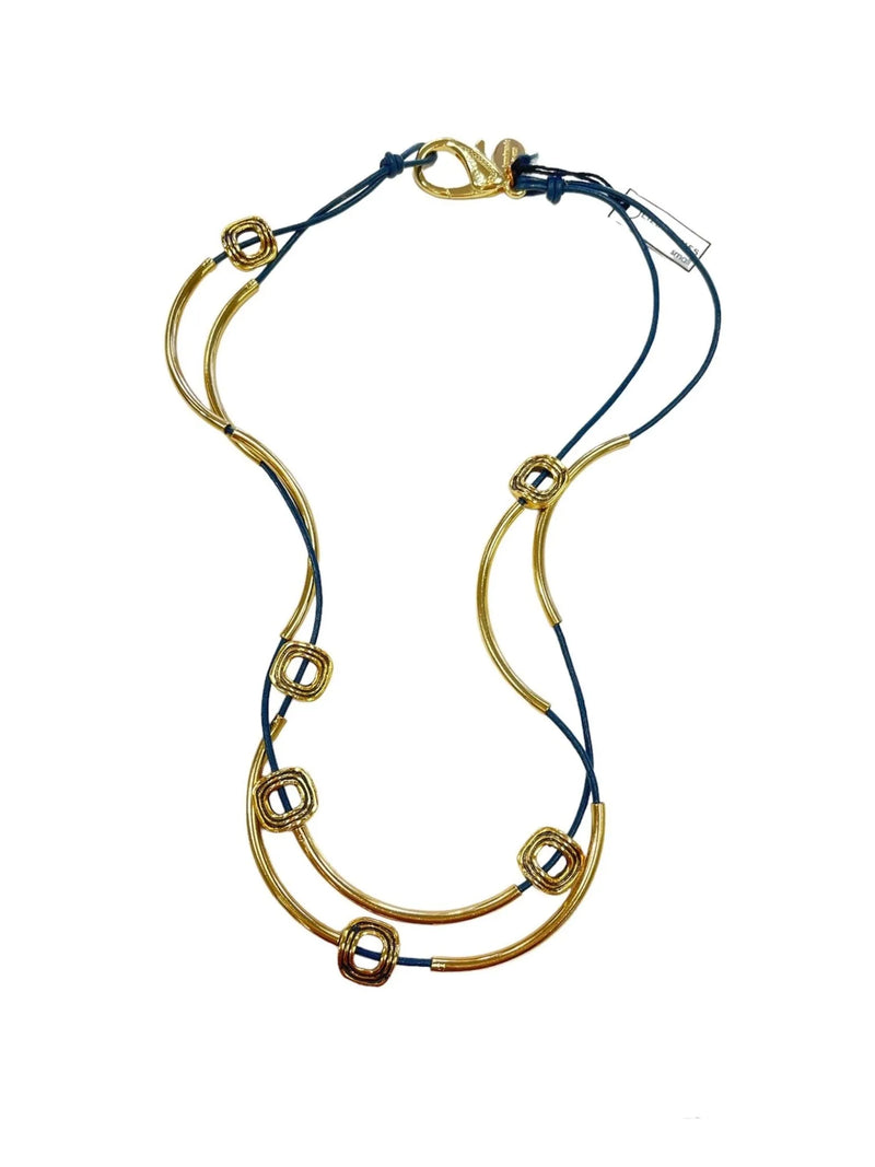 Aura Gold and Navy Wrap Bracelet/Necklace - Heritage-Boutique.com