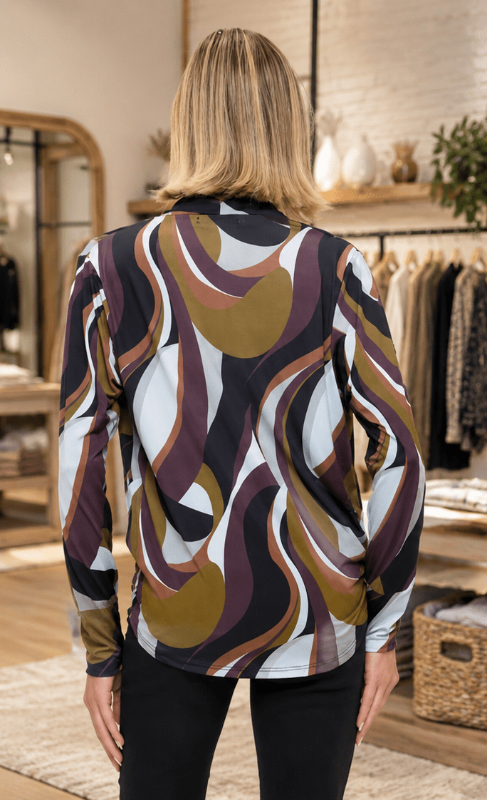 Autumn Muse Printed Surplice Top by Ariella – Women's Long Sleeve Wrap Blouse - Heritage-Boutique.com
