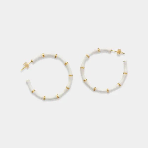 Bamboo Hoop Earrings 18K Plated - Heritage - Boutique.com