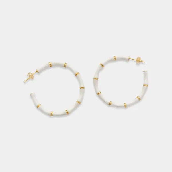 Bamboo Hoop Earrings 18K Plated - Heritage-Boutique.com