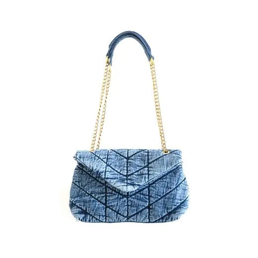 BC Denim Bag with Gold Chain - Heritage-Boutique.com