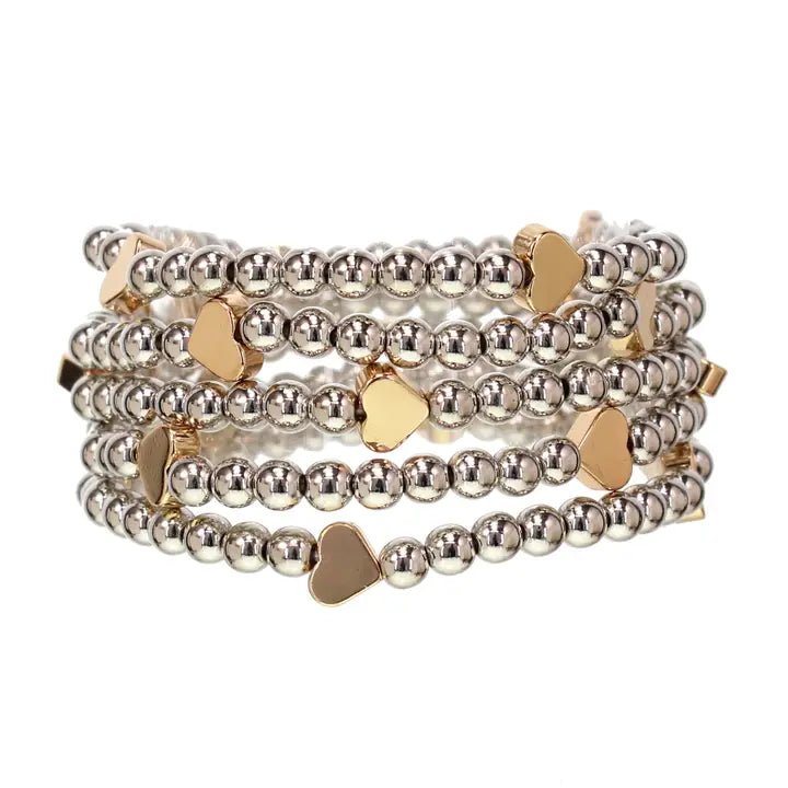 Beads and Hearts Stretch Bracelets - Heritage - Boutique.com