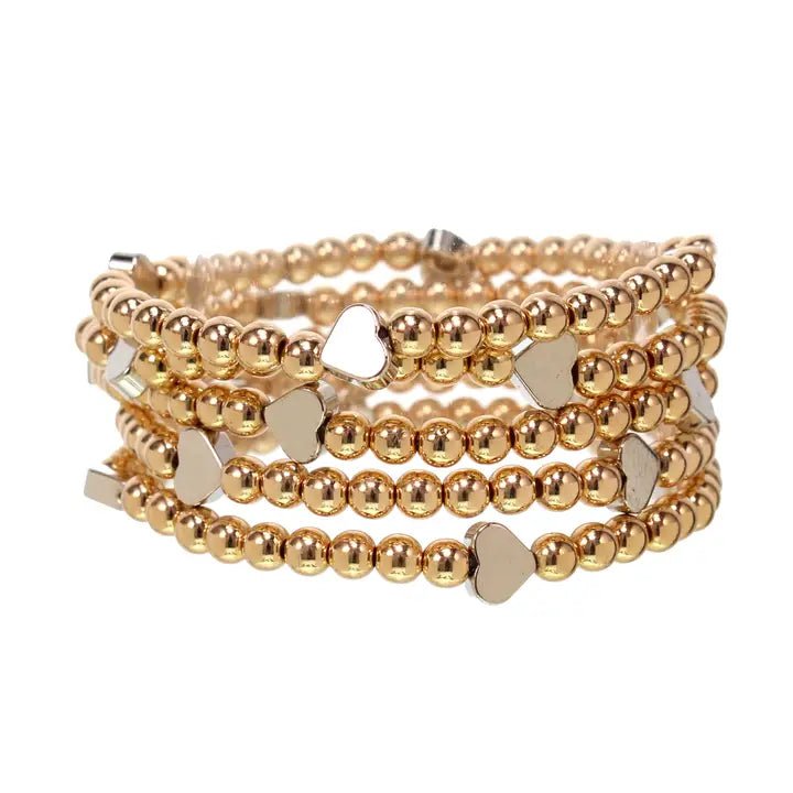 Beads and Hearts Stretch Bracelets - Heritage - Boutique.com