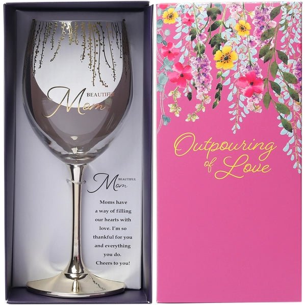 Beautiful Mom Gold Stem Wine Glass – Decorative Gift Boxed Wine Glass for Sister – Sentimental Gift - Heritage - Boutique.com
