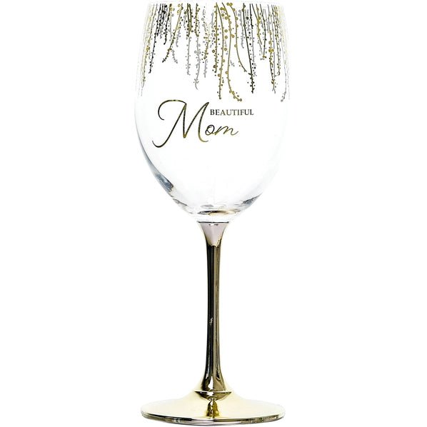 Beautiful Mom Gold Stem Wine Glass – Decorative Gift Boxed Wine Glass for Sister – Sentimental Gift - Heritage - Boutique.com
