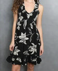 Black Floral Wide Strap Midi Dress - Heritage - Boutique.com