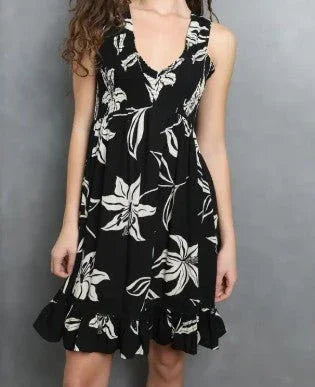 Black Floral Wide Strap Midi Dress - Heritage - Boutique.com