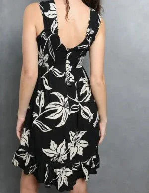 Black Floral Wide Strap Midi Dress - Heritage - Boutique.com