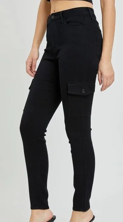 Black High Rise Cargo Skinnies - Heritage - Boutique.com
