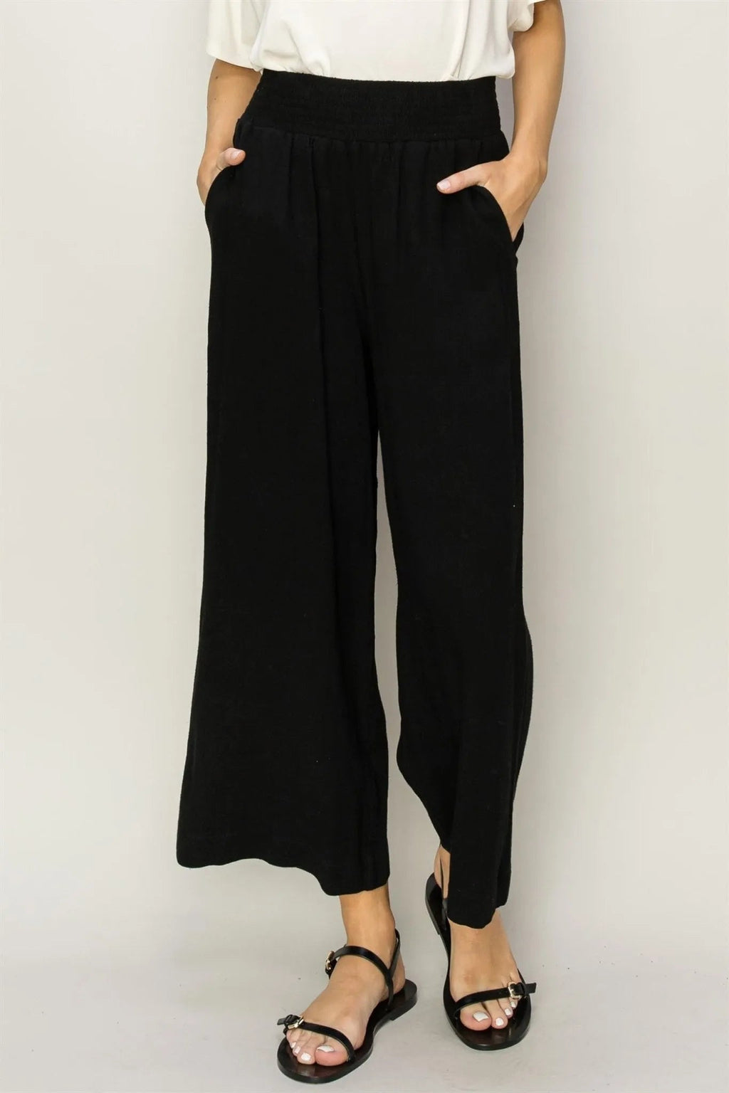 Black High Waisted Wide Leg Trousers - Heritage - Boutique.com