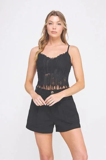 Black Lace Bralette with Glitter - Heritage - Boutique.com