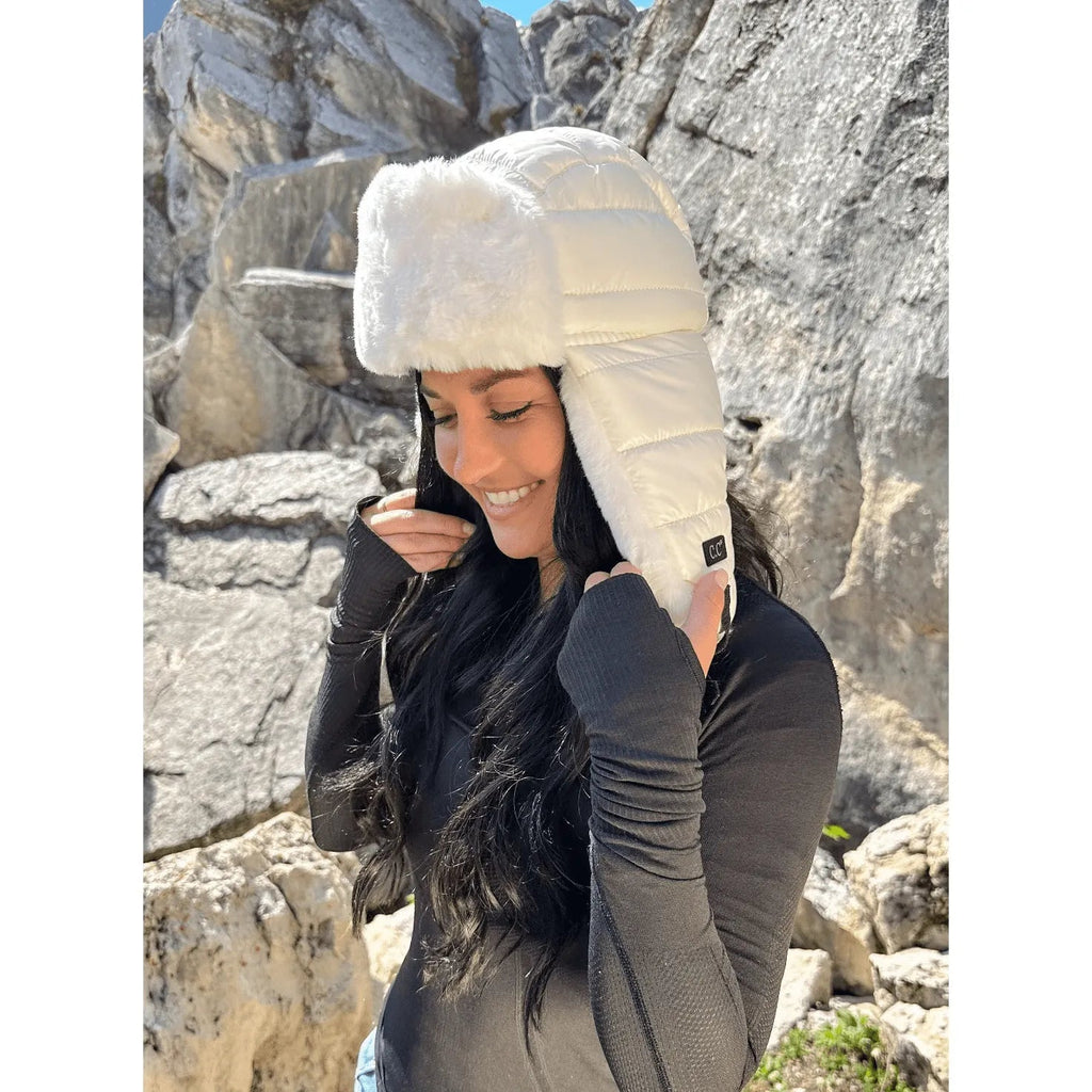 Black Puffer Trapper Beanie - Heritage - Boutique.com