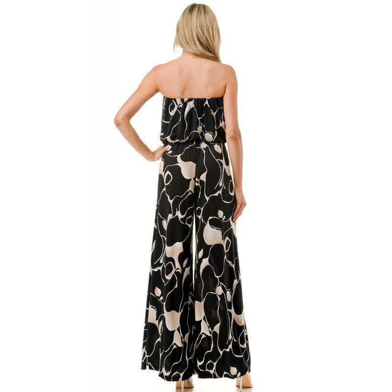 Black Strapless Belted Jumpsuit BEST SELLER - Heritage - Boutique.com