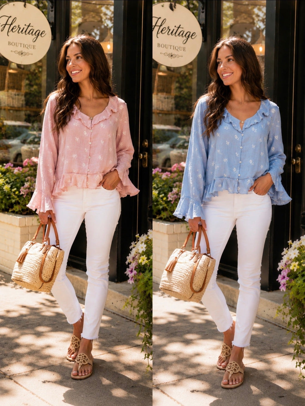 Blooming Grace Embroidered Ruffle Blouse - Heritage-Boutique.com
