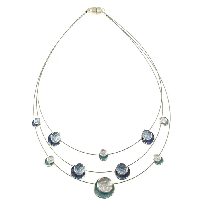 Luna Layers Textured Enamel Circle Statement Necklace