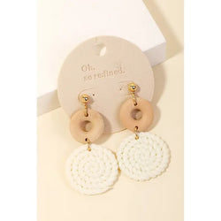 Boho Tan Hoop and Braided Disc Earrings