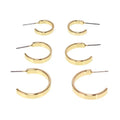Bright Gold Plated Triple Hoop Earring Set, - Heritage - Boutique.com
