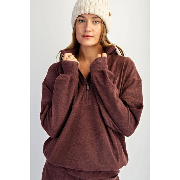 Brushed Rib Quarter Zip Pullover - Heritage - Boutique.com