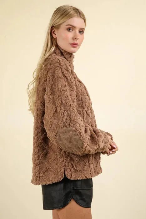 Cable Knit Fuzzy Fleece Pullover - Heritage - Boutique.com
