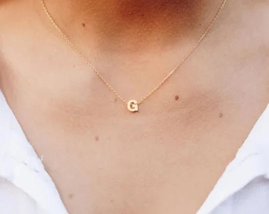 CAI Gold Block Letter initial Necklace - Heritage-Boutique.com