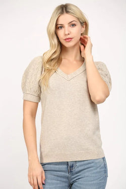 Cashmere Blend Cable Knit Top - Heritage-Boutique.com