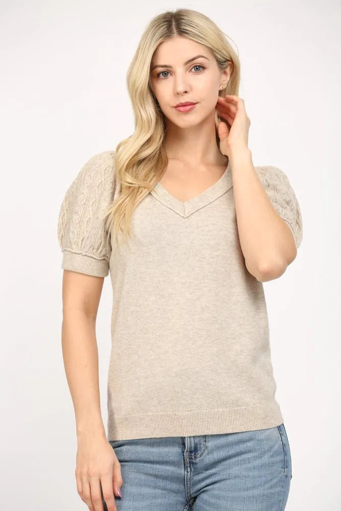 Cashmere Blend Cable Knit Top - Heritage-Boutique.com