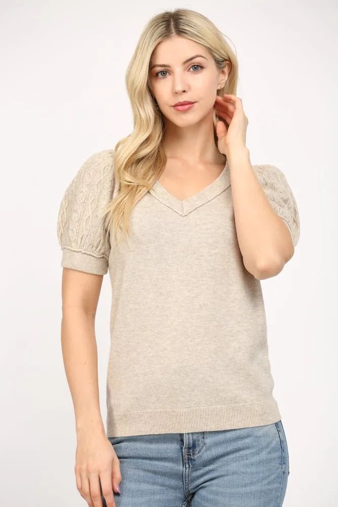Cashmere Blend Puff Sleeve Shirt - Heritage - Boutique.com