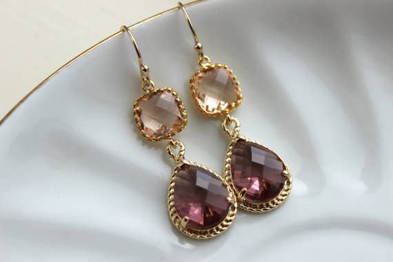 Champagne Amethyst Dangling Earrings - Heritage - Boutique.com