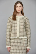 Check Pattern Tweed Knit Cardigan - Heritage - Boutique.com