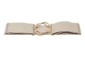 Chic Gold Buckle Elastic Waist Belt – Adjustable & Flattering Fit Cint - 34 Stretch Belt by German Fuentes - Heritage - Boutique.com