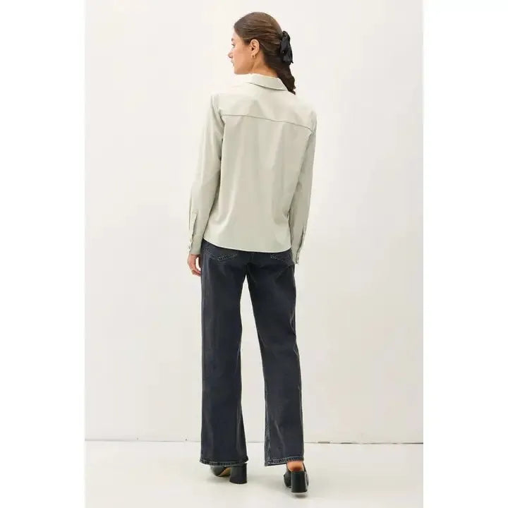 Classic Silky Button Up Collared Shirt - Heritage-Boutique.com
