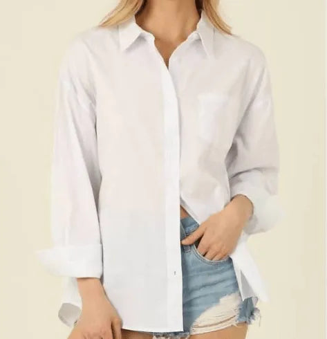 Classic White Relaxed Fit Button Down Shirt - Heritage-Boutique.com