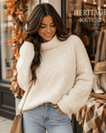 Cloud Nine Luxe Fuzzy Cable-Knit Sweater - Heritage-Boutique.com