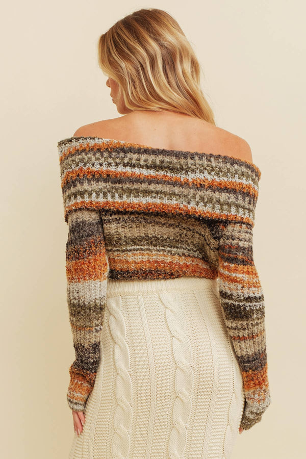 Multi Color Off Shoulder Sweater