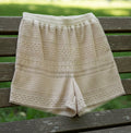Coastal Breeze Lace Shorts – Neutral Elastic Waist Comfort Fit - Heritage - Boutique.com