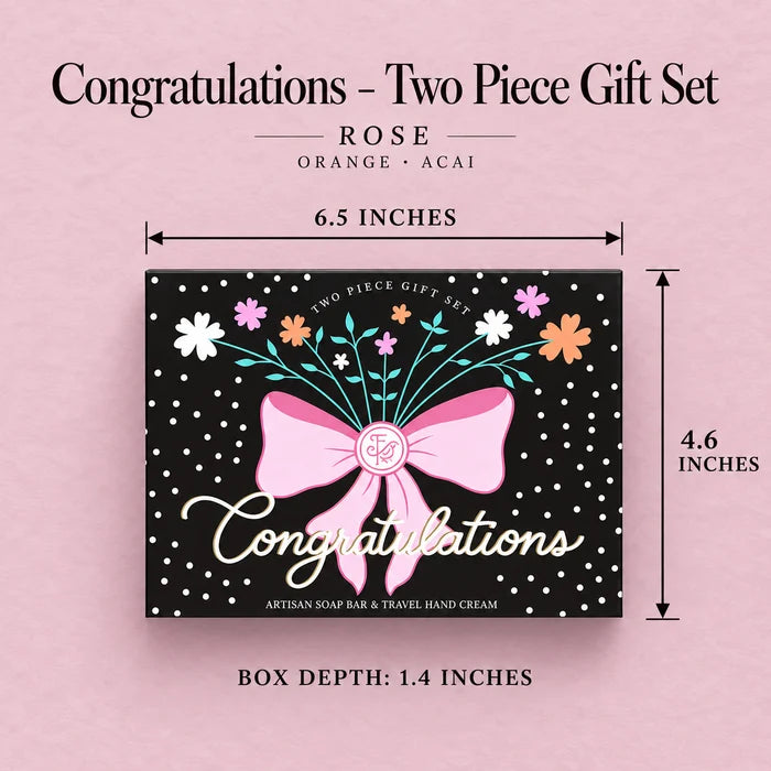 Finchberry Congratulations Two Piece Gift Set – Orange & Açaí Rose Soap and Travel Hand Cream