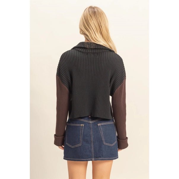 Contrasting Sleeves Sweater Cardigan - Heritage - Boutique.com