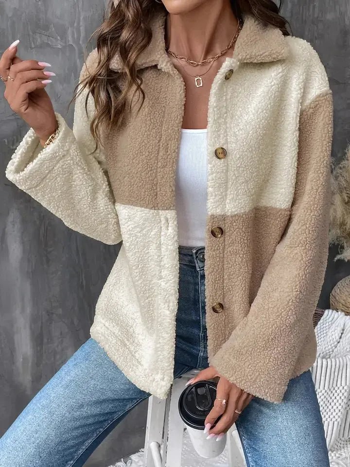 Cozy Charm Beige and Cream Shacket - Heritage - Boutique.com