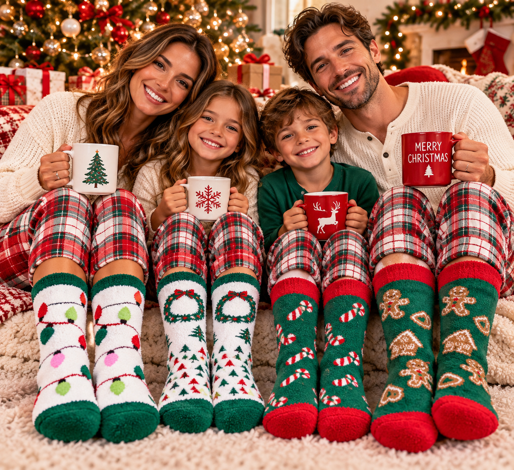 Cozy Christmas Plush Holiday Socks, - Heritage-Boutique.com