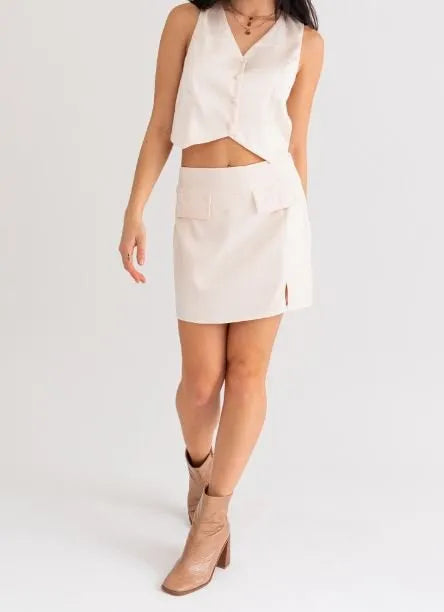 Cream Mini Skirt - Heritage-Boutique.com