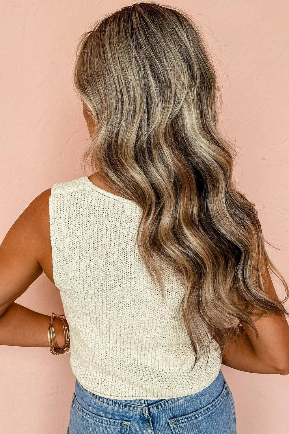 Cream Tie Front Soft Knit Vest - Heritage - Boutique.com