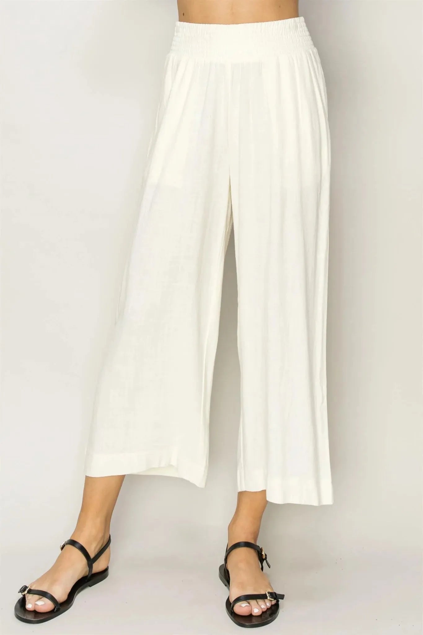 Cream Wide Leg High Waist Pants - Heritage - Boutique.com