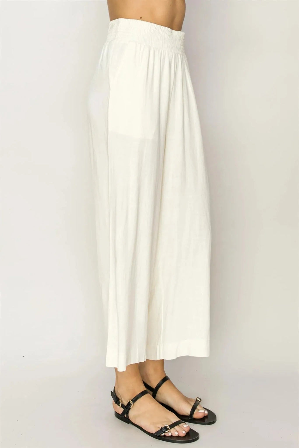 Cream Wide Leg High Waist Pants - Heritage - Boutique.com